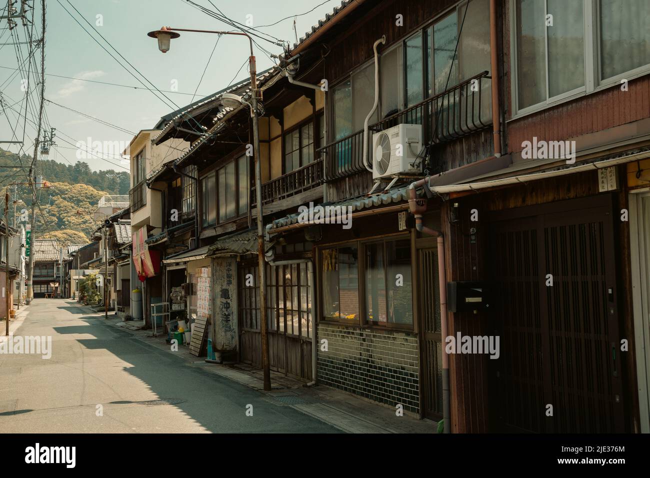 Ehime, Japan - April 22, 2019 : Ozu village traditional house street Stock Photo