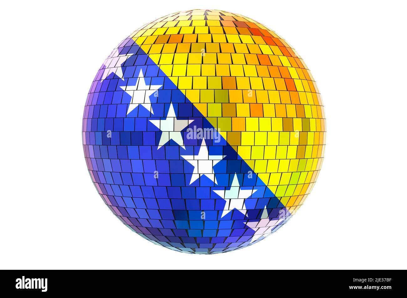Mirror disco ball with Bosnian and Herzegovinan flag, 3D rendering ...