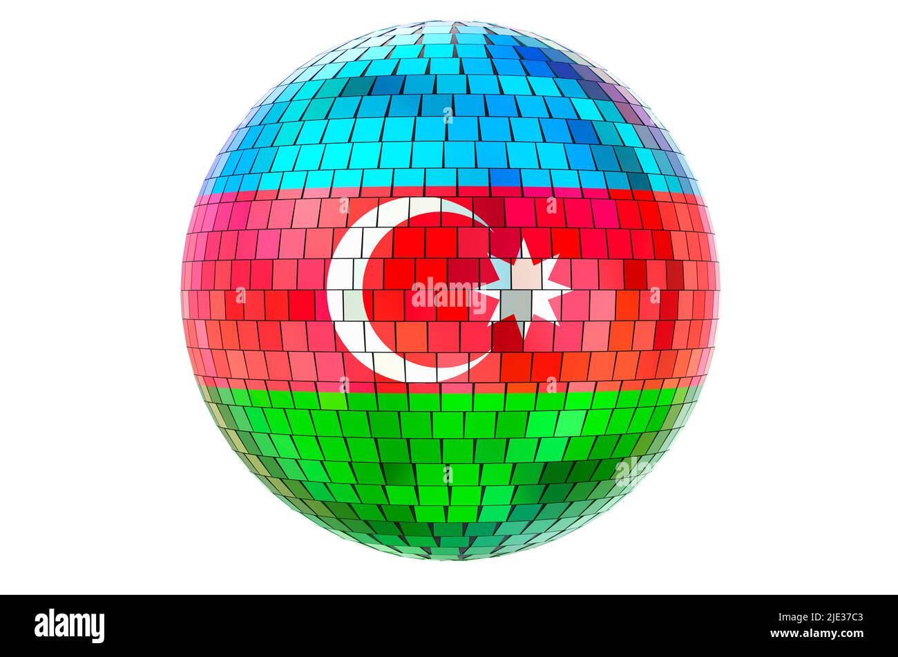 Mirror disco ball with Azerbaijani flag, 3D rendering isolated on white ...