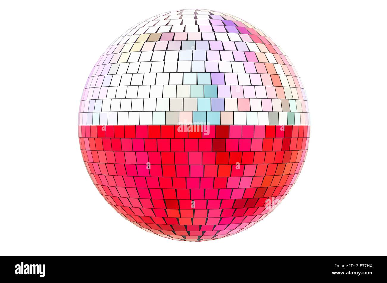 Mirror disco ball with Polish flag, 3D rendering isolated on white
