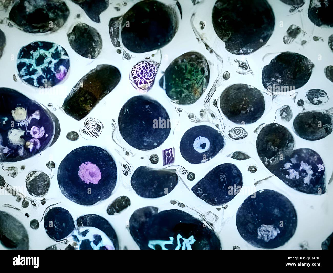 Cells under a microscope Stock Photo - Alamy