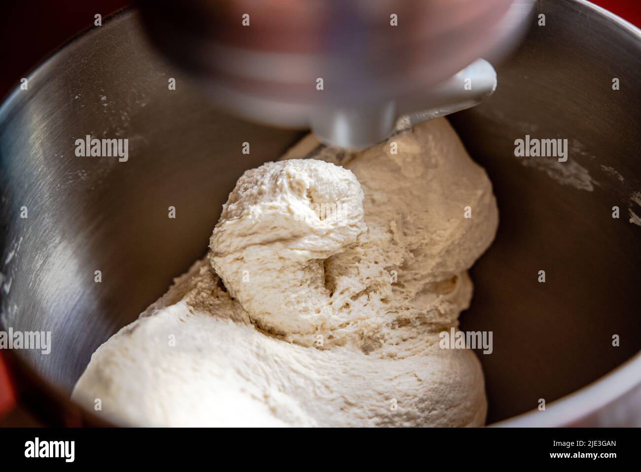 Pizza Dough mixing in a Kitchen Aid mixer Stock Photo Alamy