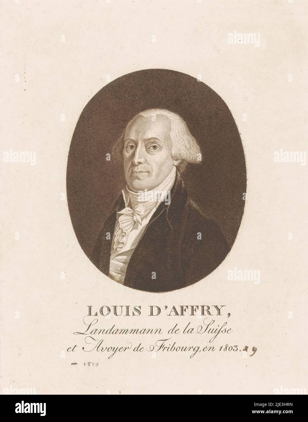 Portrait of Louis d' Affry, Portrait of Louis d' Affry in an oval frame ...