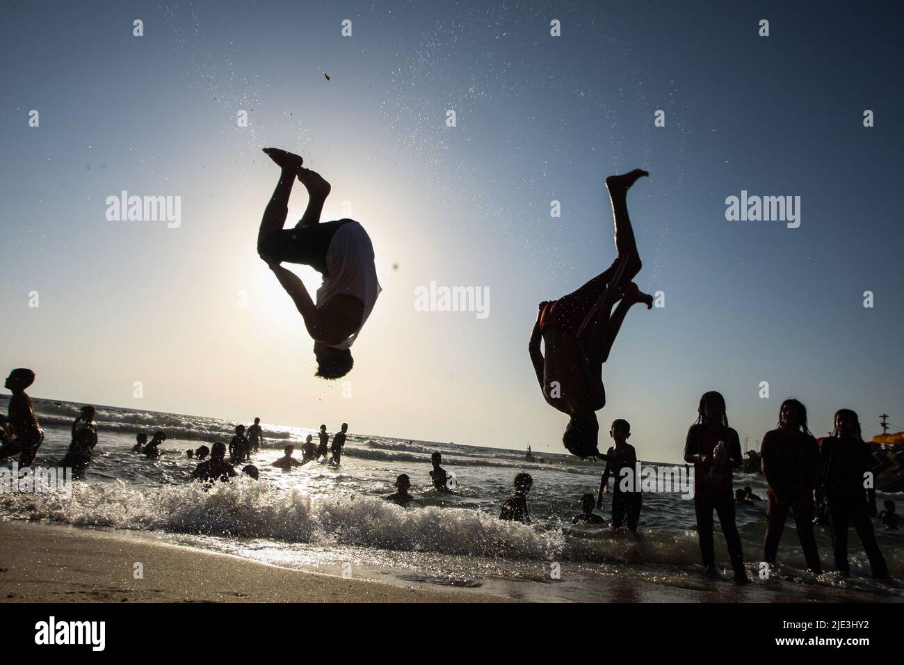 Gaza, Gaza. 24th June, 2022. Palestinians enjoy the beach in Gaza City on Friday, June 24, 2022. Photo by Ismael Mohamad/UPI Credit: UPI/Alamy Live News Stock Photo