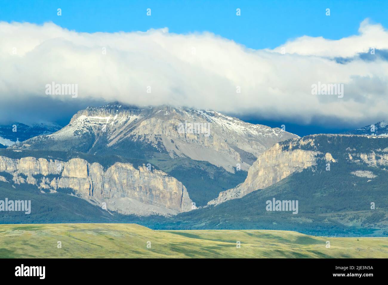 mount werner above volcano reef and blackleaf canyon on the rocky mountain front near dupuyer, montana Stock Photo