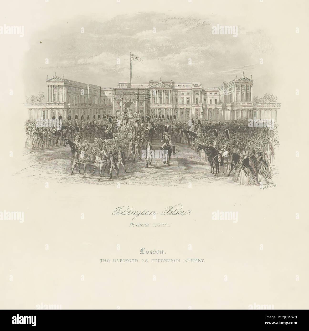 View of Buckingham Palace, Buckingham Palace (title on object), print maker: anonymous, publisher: Harwood, (mentioned on object), London, 1841, paper, steel engraving, height 228 mm × width 187 mm Stock Photo