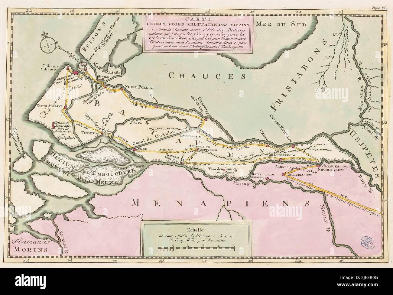 Map showing two military roads of the Romans at the time of the ...