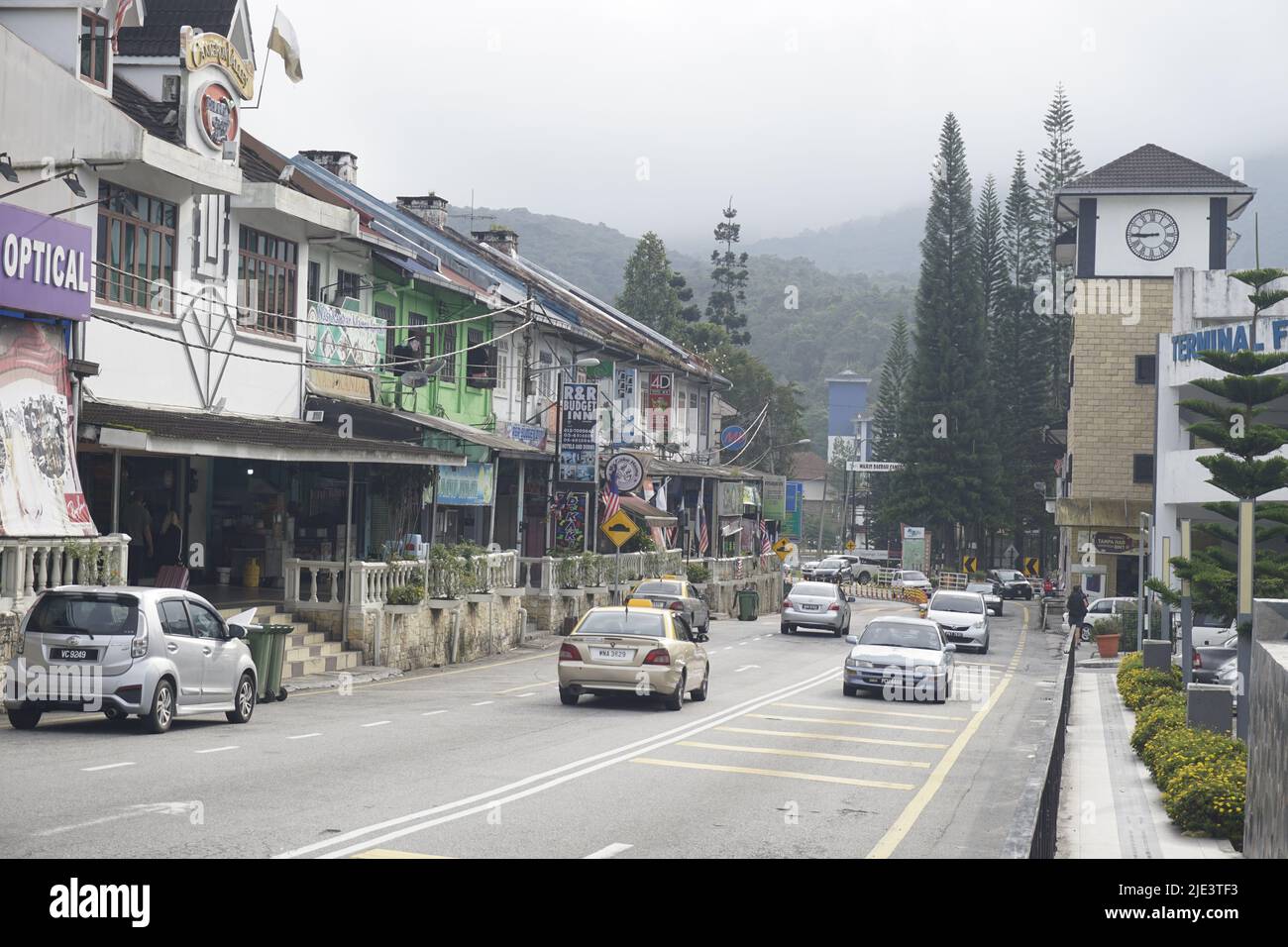 main road, Tanah Rata, Cameron Highlands, Malaysia Stock Photo