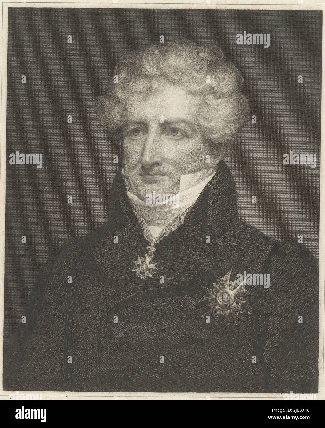 Portrait of Georges Cuvier, James Thomson, 1833, print maker: James Thomson, (mentioned on object), publisher: Charles Knight, (mentioned on object), Society for the Diffusion of Useful Knowledge, (mentioned on object), London, 1833, paper, engraving, h 272 mm - w 186 mm Stock Photo