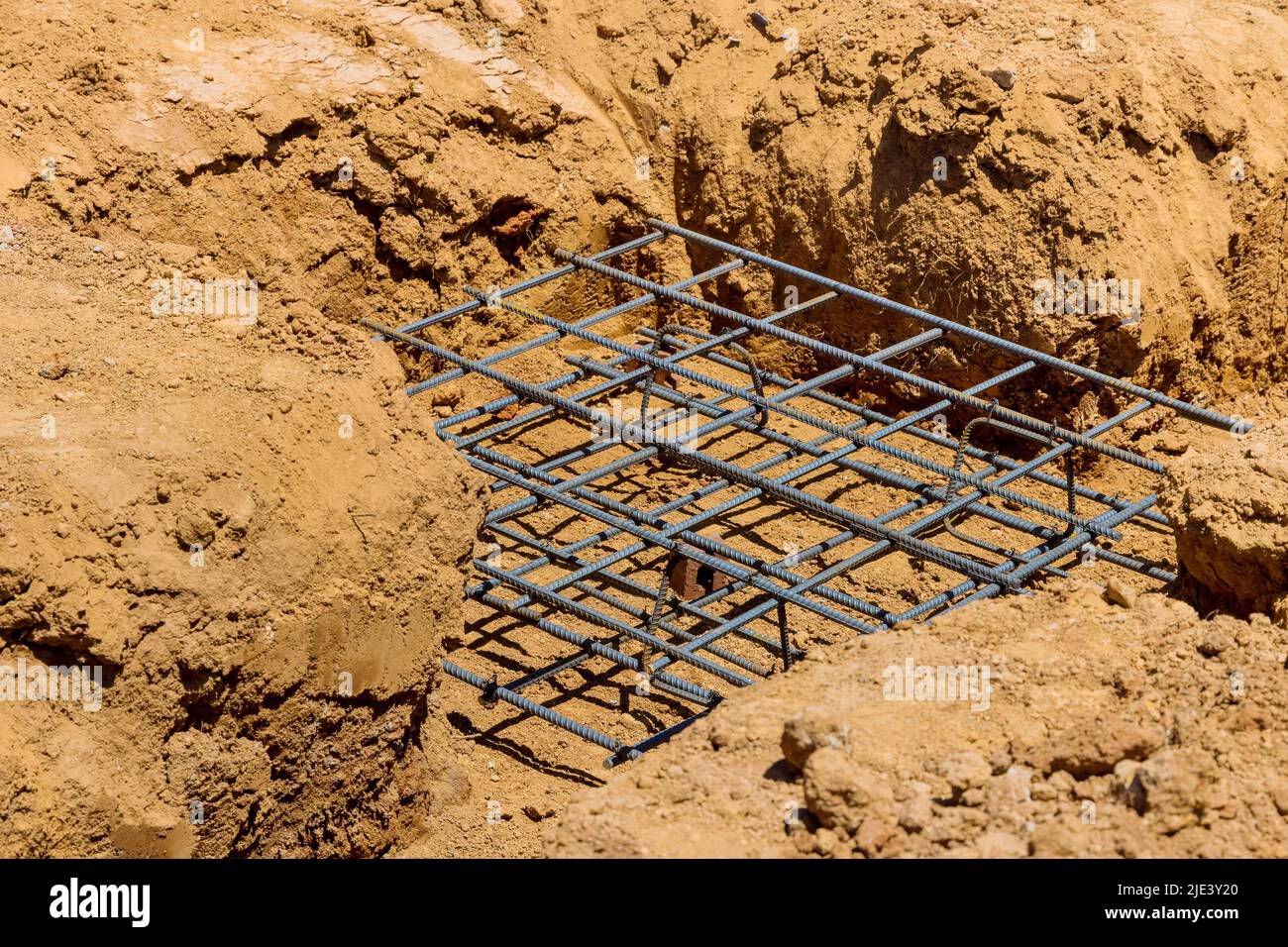 Putting rebar steel for structure building Stock Photo Alamy