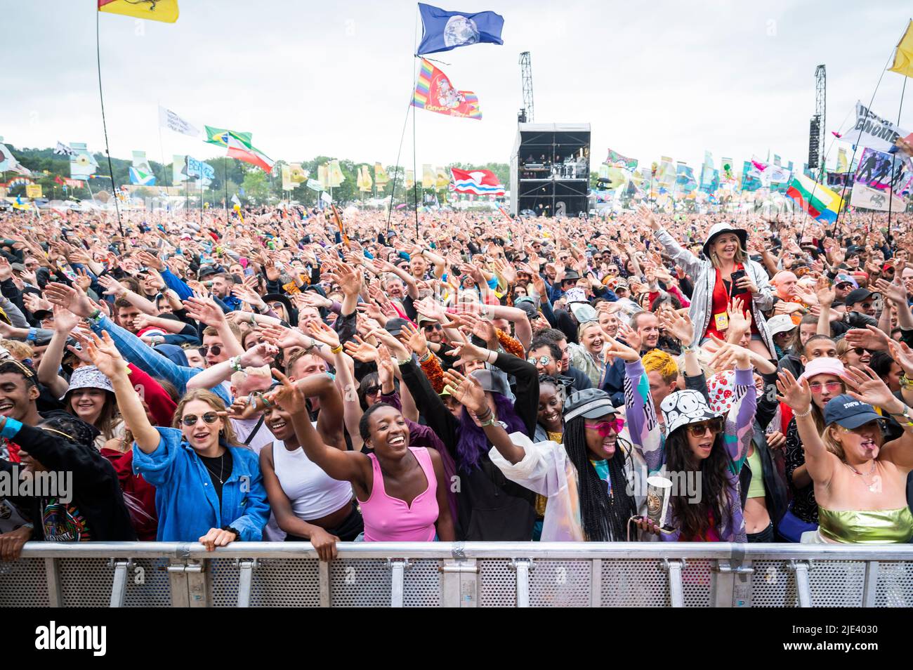Glastonbury, UK. 24th June 2022. Festival goers in the West Holts Stage