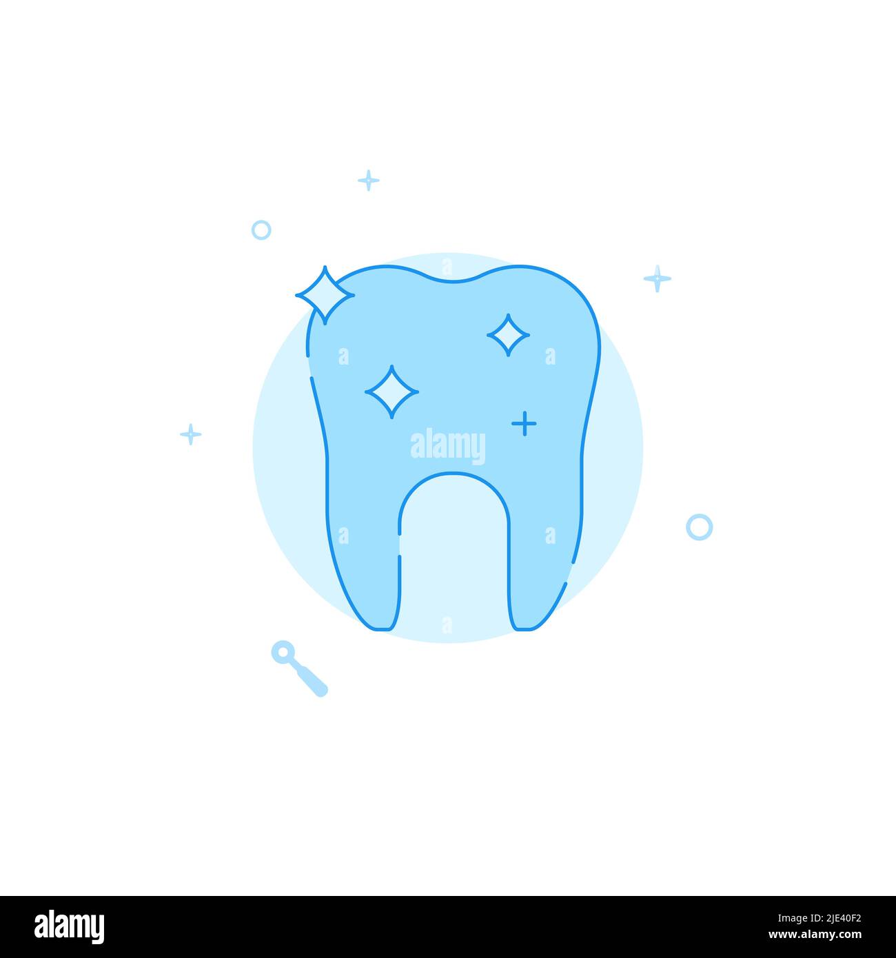 Clean tooth vector icon. Flat illustration. Filled line style. Blue ...
