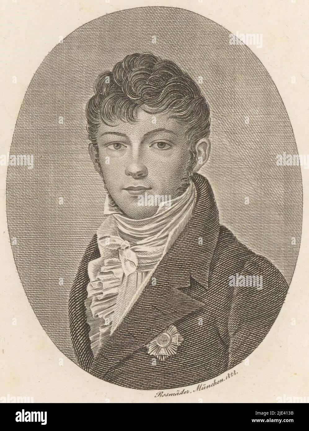 Portrait of George William of Schaumburg-Lippe, Friedrich Rossmässler, 1828, print maker: Friedrich Rossmässler, (mentioned on object), München, 1828, paper, engraving, h 134 mm - w 105 mm Stock Photo