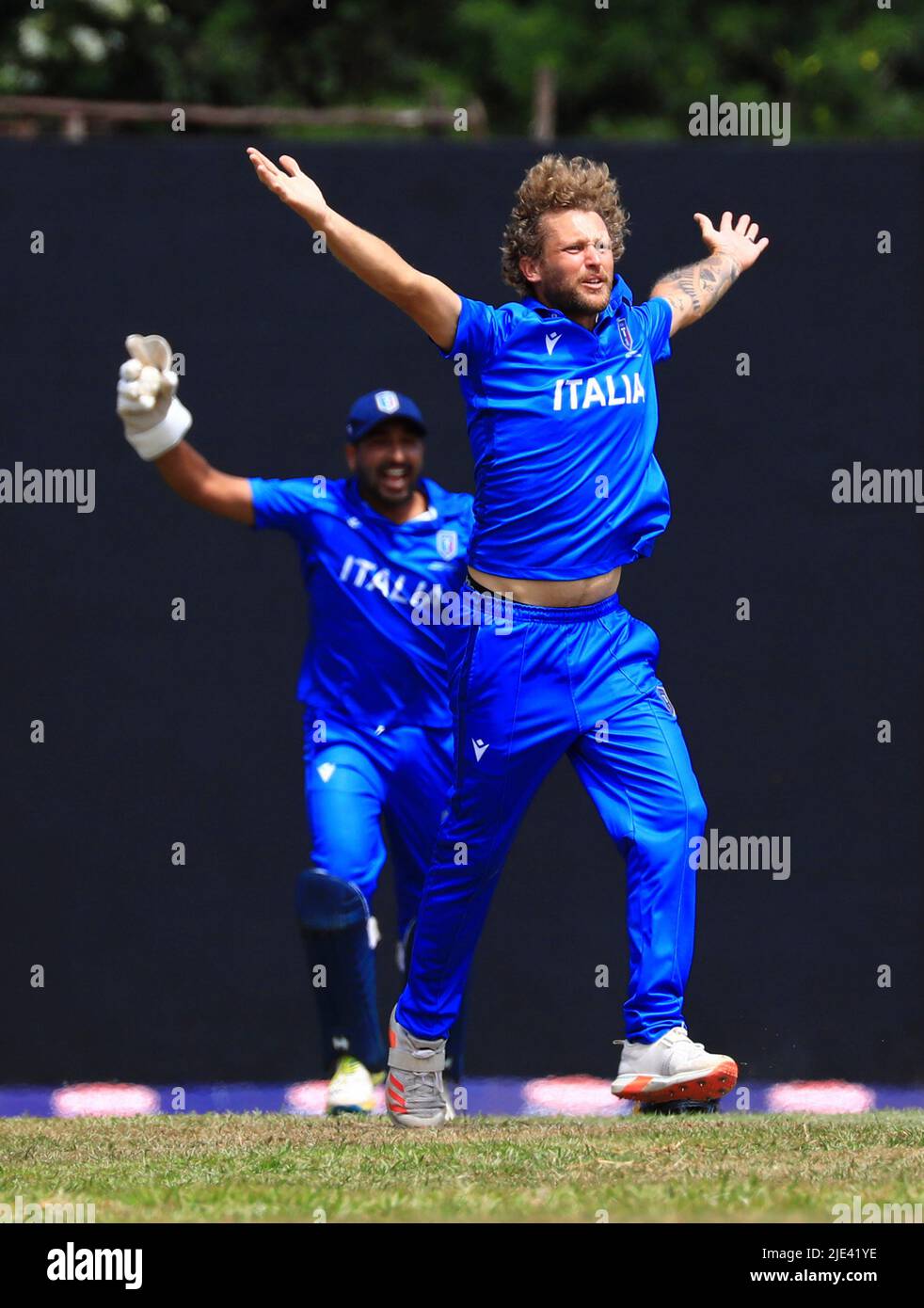 Kampala, Uganda. 24th June, 2022. Players of Italy celebrate after