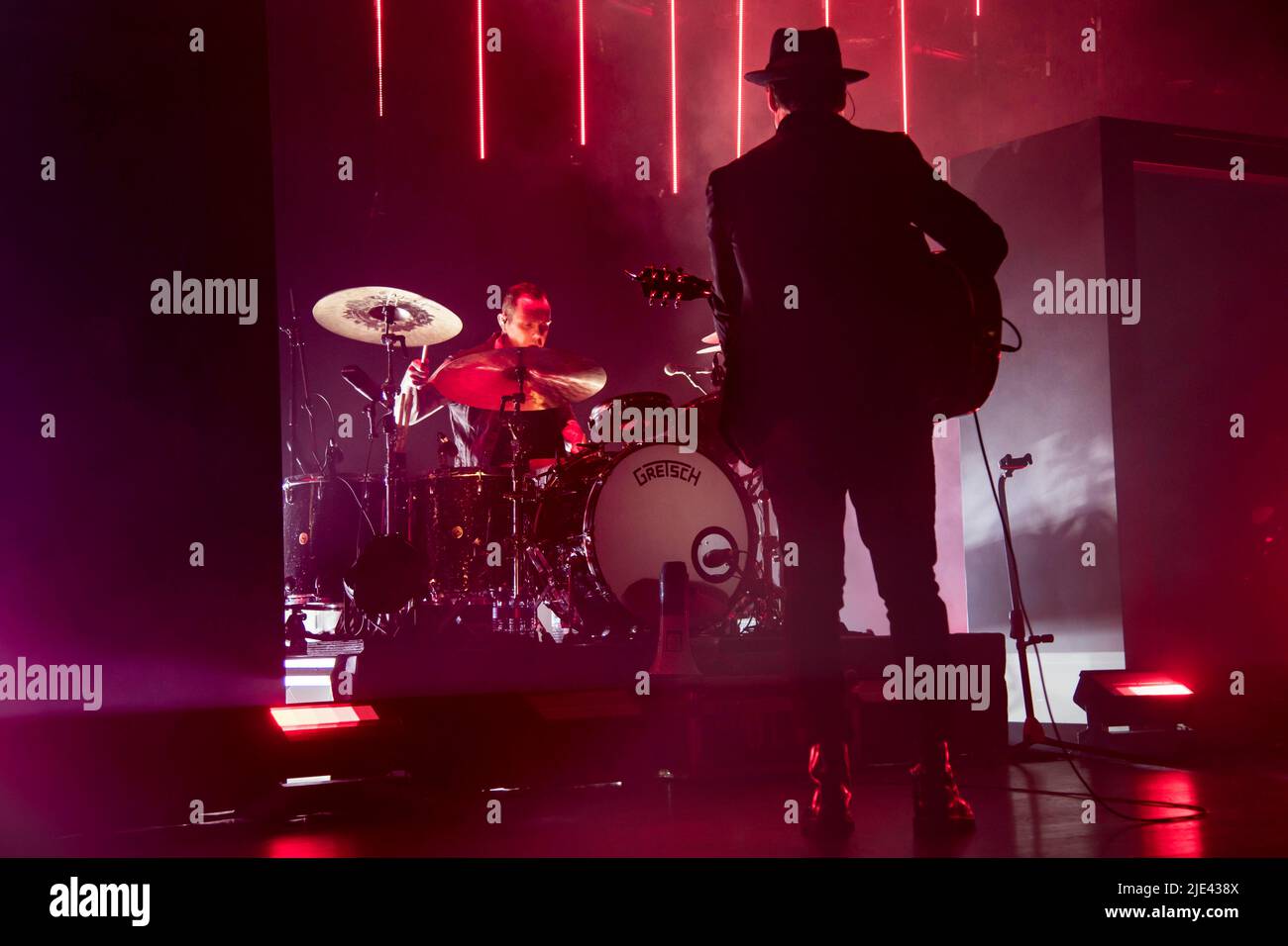 June 24, 2022, Toronto, Ontario, Canada: Canadian rock band Our Lady Peace performed a sold out show at Massey Hall in Toronto. In picture: Jason Pierce, Raine Maida (Credit Image: © Angel Marchini/ZUMA Press Wire) Stock Photo