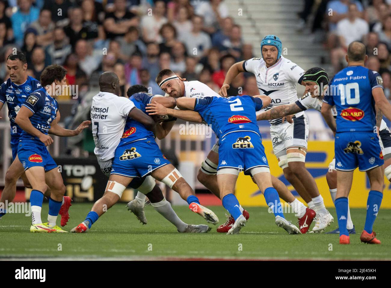 Action during the French championship Top 14, Final rugby union match
