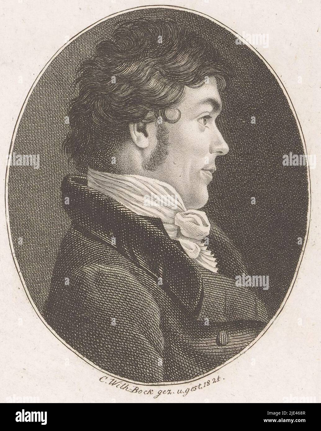 Portrait of Friedrich von Boeckh, Christoph Wilhelm Bock, 1821, print maker: Christoph Wilhelm Bock, (mentioned on object), Christoph Wilhelm Bock, (mentioned on object), Neurenberg, 1821, paper, engraving, h 181 mm - w 113 mm Stock Photo