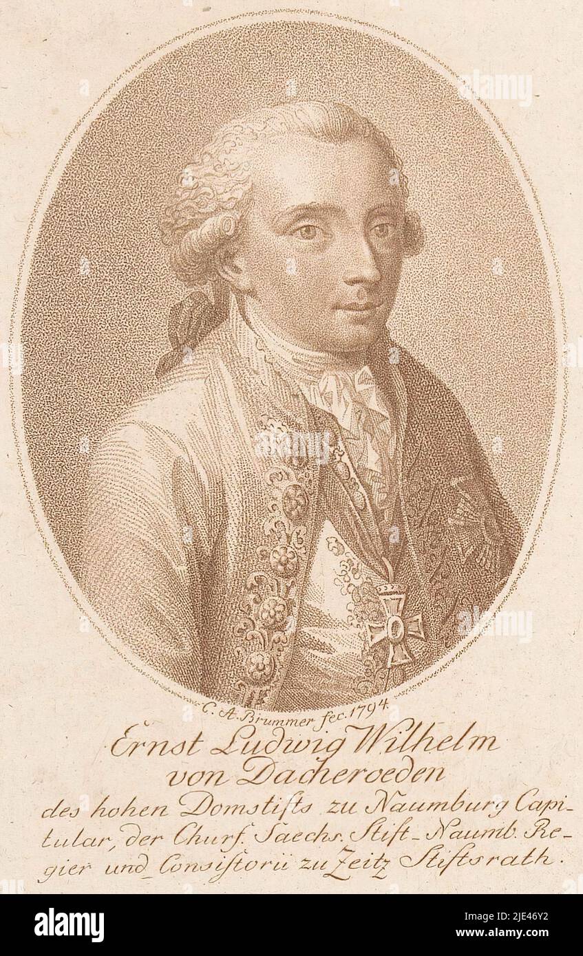 Portrait of Ernst Ludwig Wilhelm, Freiherr von Dacheröden, Karl August Brummer, 1794, print maker: Karl August Brummer, (mentioned on object), Dresden, 1794, paper, h 122 mm - w 78 mm Stock Photo