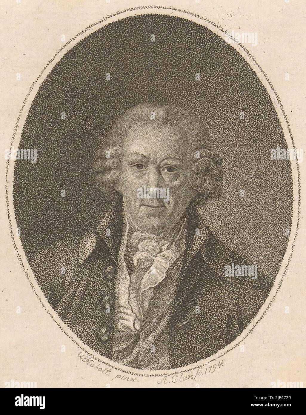 Portrait of Georg Ludwig Böhmer, Johann Friedrich August Clar, after Werner Kobold, 1794, With caption in German., print maker: Johann Friedrich August Clar, (mentioned on object), after: Werner Kobold, (mentioned on object), 1794, paper, h 114 mm - w 85 mm Stock Photo