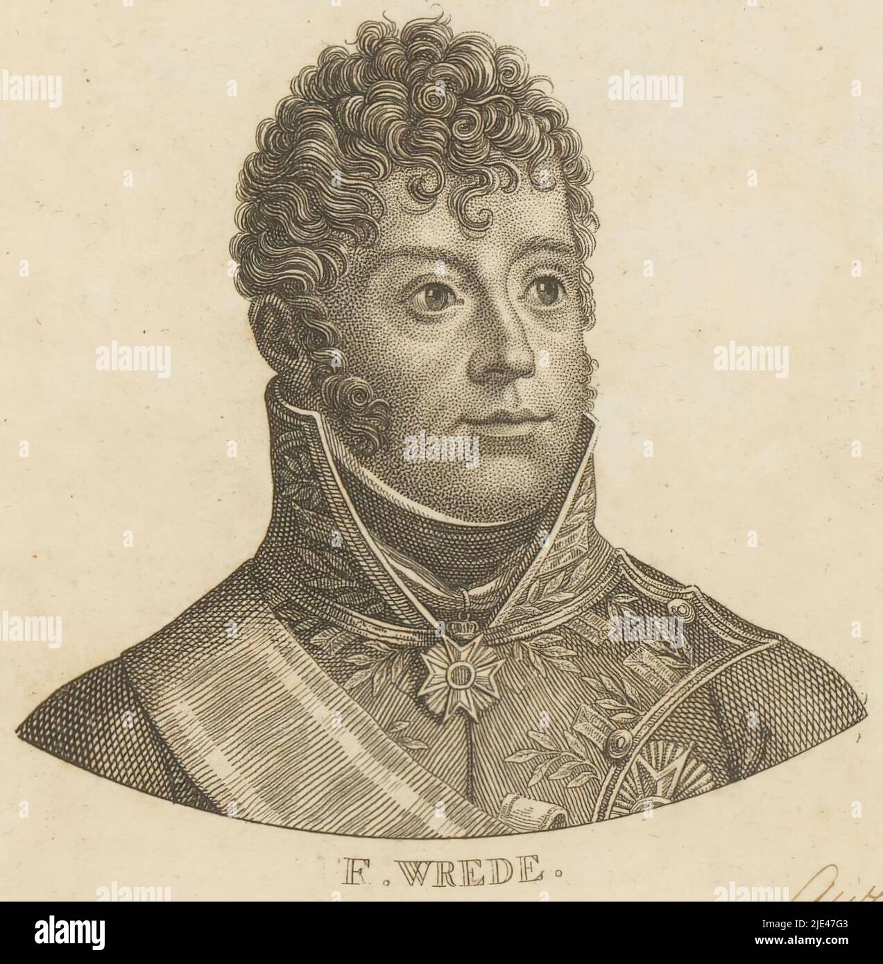 Portrait of Carl Philipp von Wrede, Ernst Ludwig Riepenhausen, 1775 - 1840, print maker: Ernst Ludwig Riepenhausen, 1775 - 1840, paper, engraving, h 106 mm - w 80 mm Stock Photo