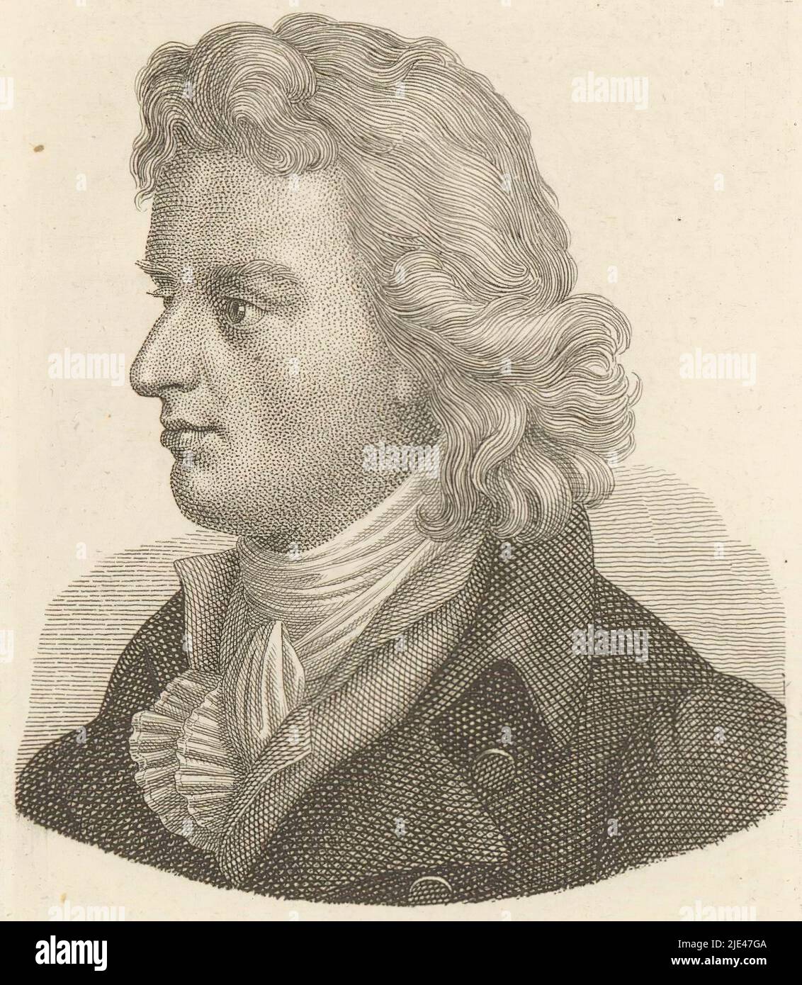 Portrait of Friedrich von Schiller, Ernst Ludwig Riepenhausen, 1775 - 1840, print maker: Ernst Ludwig Riepenhausen, 1775 - 1840, paper, engraving, h 105 mm - w 75 mm Stock Photo