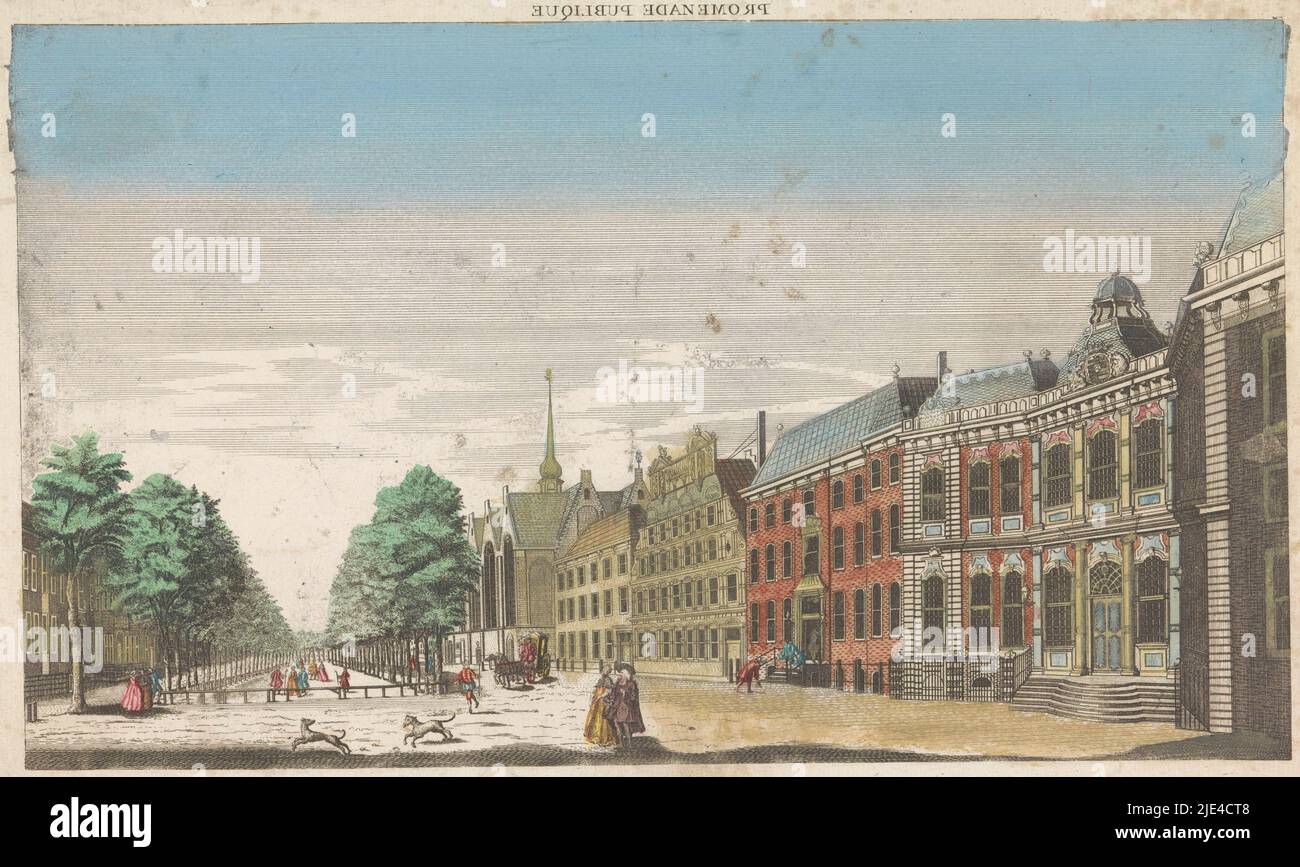 View of Lange Voorhout in The Hague, Jacques Gabriel Huquier, 1735 - 1805, publisher: Jacques Gabriel Huquier, (mentioned on object), print maker: anonymous, publisher: Paris, print maker: France, 1735 - 1805, paper, etching, brush, h 252 mm × w 382 mm Stock Photo