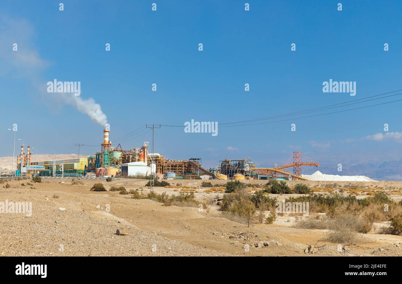 salt processing plant at the dead sea in israel Stock Photo