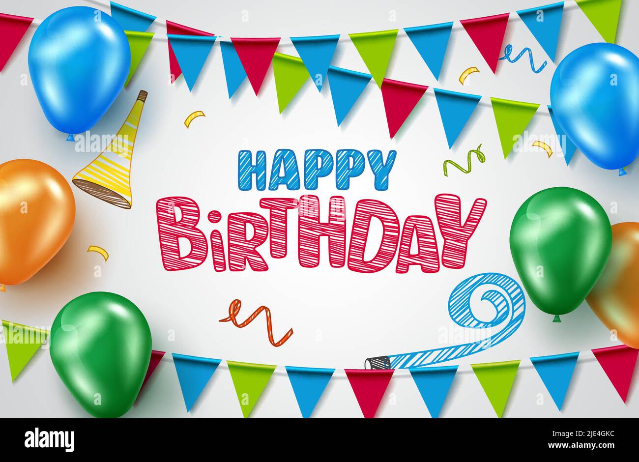 Birthday greeting vector background design. Happy birthday text in ...