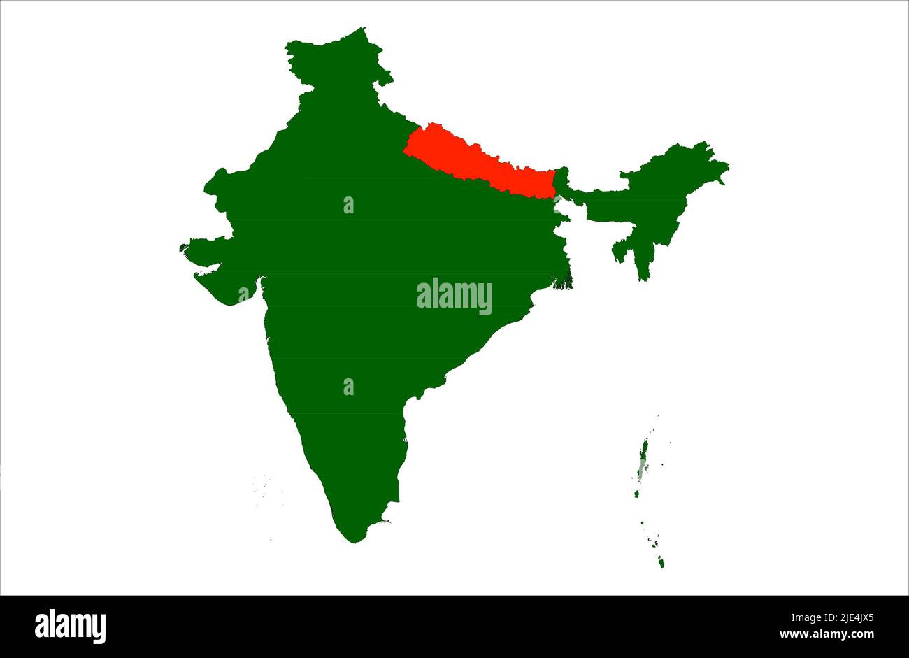 India and Nepal vector map illustration , 2d flat ilustration south 