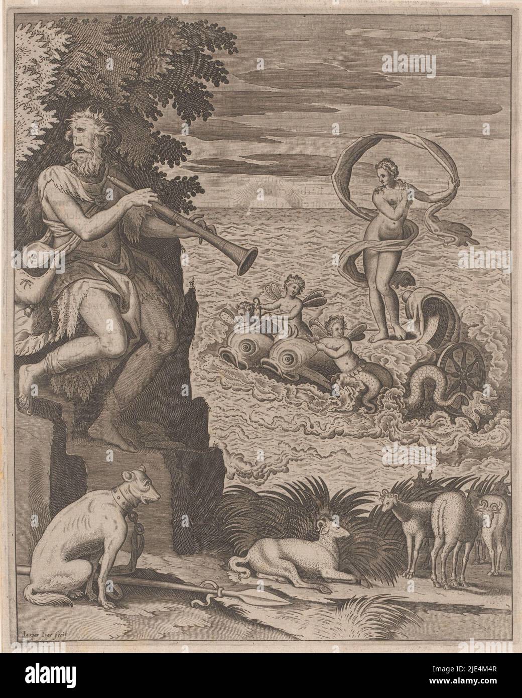 Triumph of Venus with Polyphemus on the shore, Jaspar de Isaac, 1564 - 1654, print maker: Jaspar de Isaac, (mentioned on object), France, 1564 - 1654, paper, engraving, h 239 mm × w 192 mm Stock Photo
