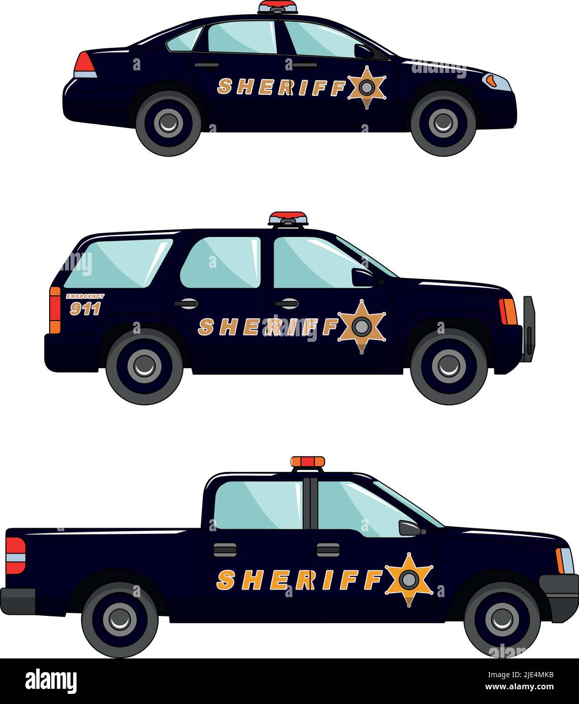 Three variants of the police car in a flat style Stock Vector Image ...