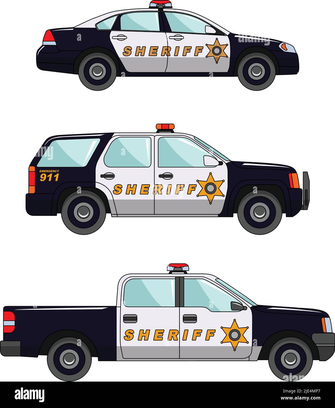 Three variants of the police car in a flat style Stock Vector Image ...