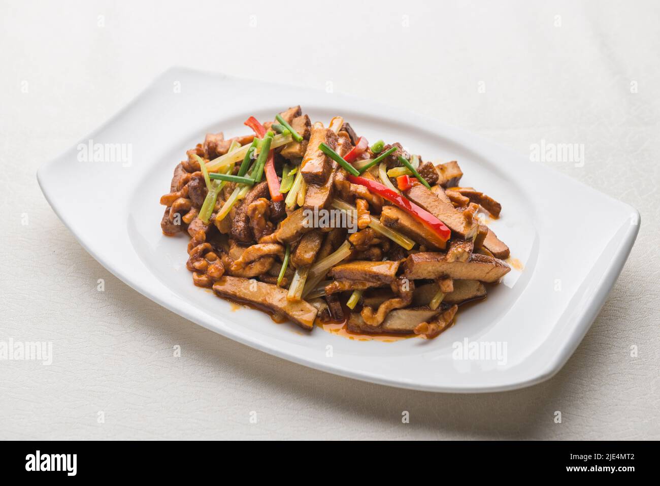 Celery smoked bean curd Fried pork Stock Photo Alamy