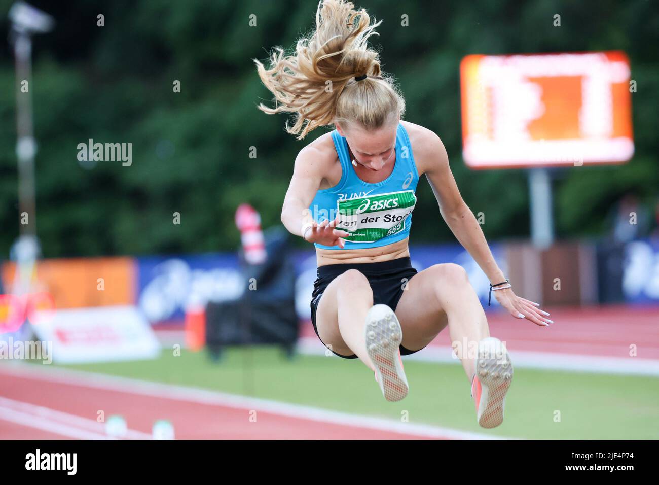 APELDOORN, NETHERLANDS - JUNE 24: Bente van der Stoel of the Netherlands  competing in the Women's Long Jump Final of the at AV '34 on June 24, 2022  in Apeldoorn, Netherlands. (Photo