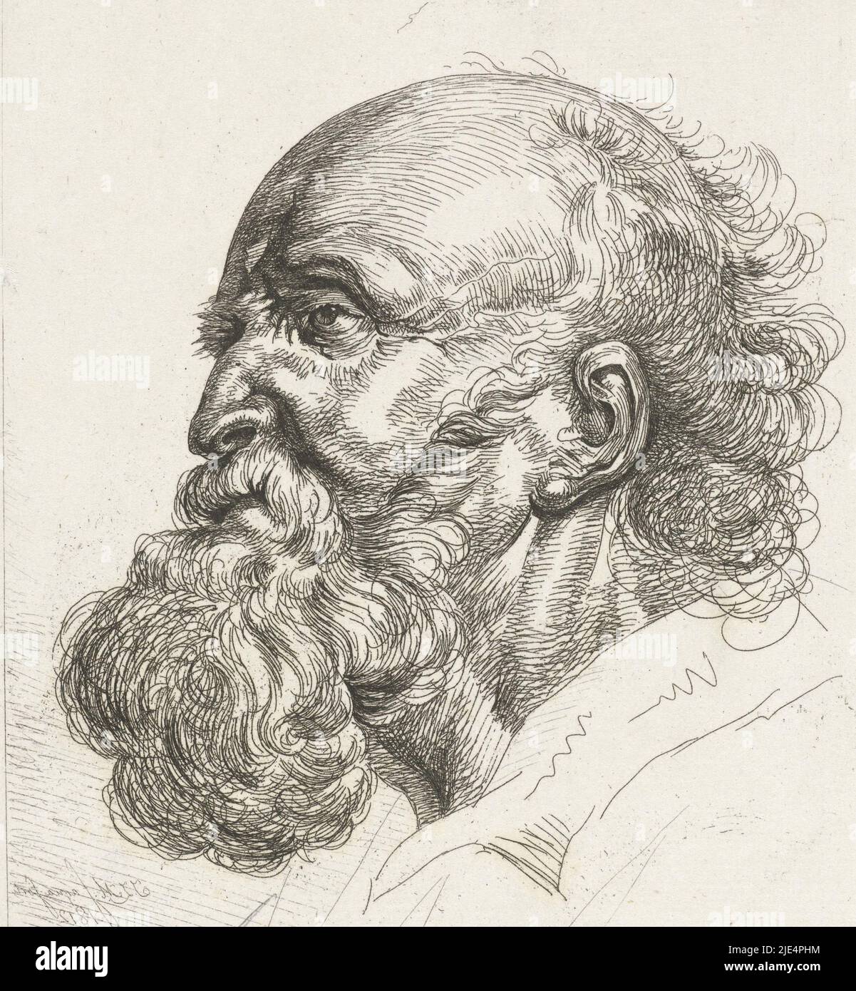 Portrait of an old man with beard, print maker: Jean Zacherie Mazel, (mentioned on object), Izaak Riewert Schmidt, Peter Paul Rubens, Netherlands, 1812, paper, etching, h 155 mm × w 117 mm Stock Photo