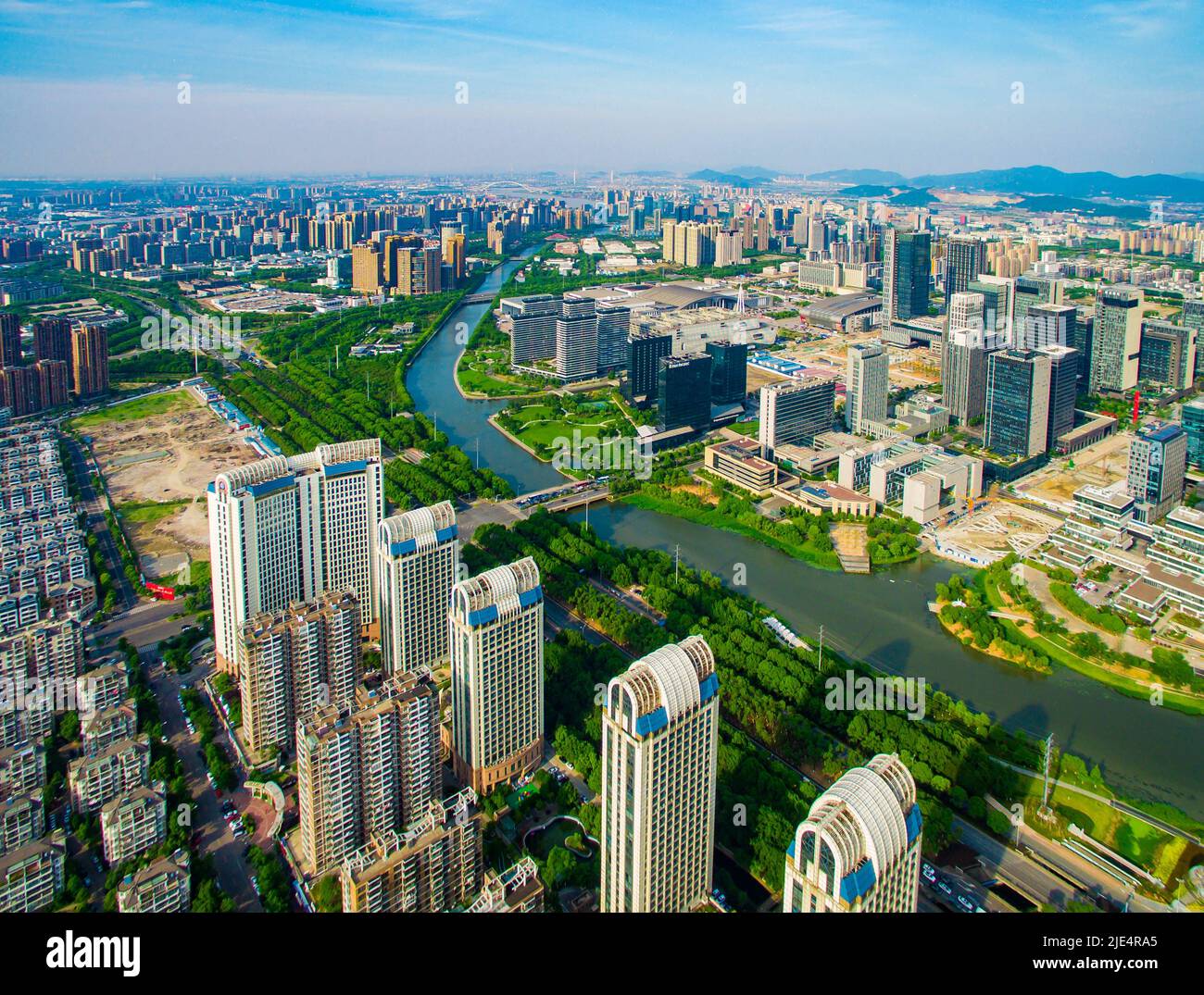 Aerial view looking down building hires stock photography and images