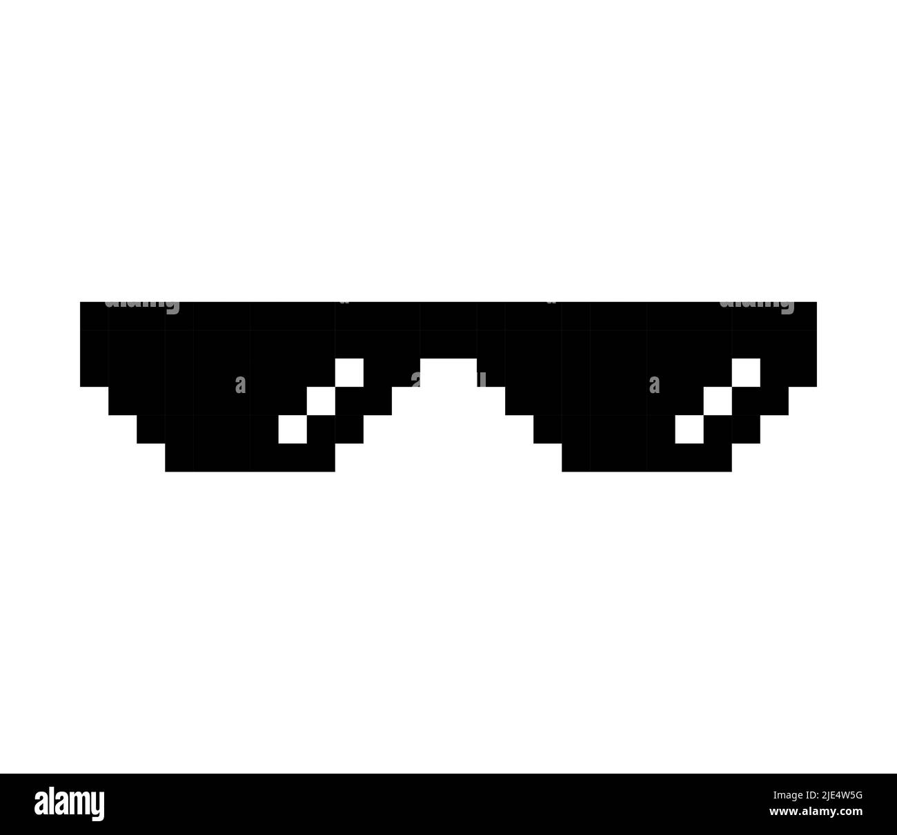 Fun retro pixel sun glass icon, life style meme sunglasses thug, vector