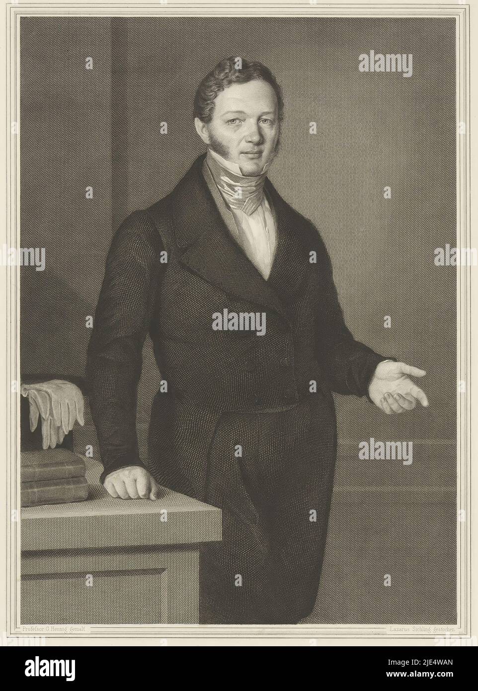 Portrait of Friedrich Ludwig Meissner, print maker: Lazarus Gottlieb Sichling, (mentioned on object), G. Hennig, (mentioned on object), 1822 - 1863, paper, steel engraving, h 383 mm - w 268 mm Stock Photo