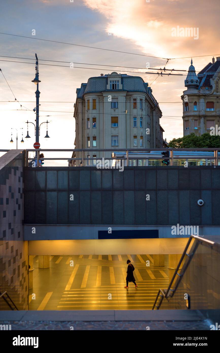 Underground passage, Budapest Fovam square Stock Photo