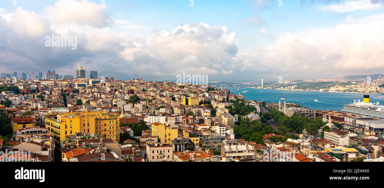 Aerial view of Isanbul old town district with Bosphorus waterway, Turkey Stock Photo