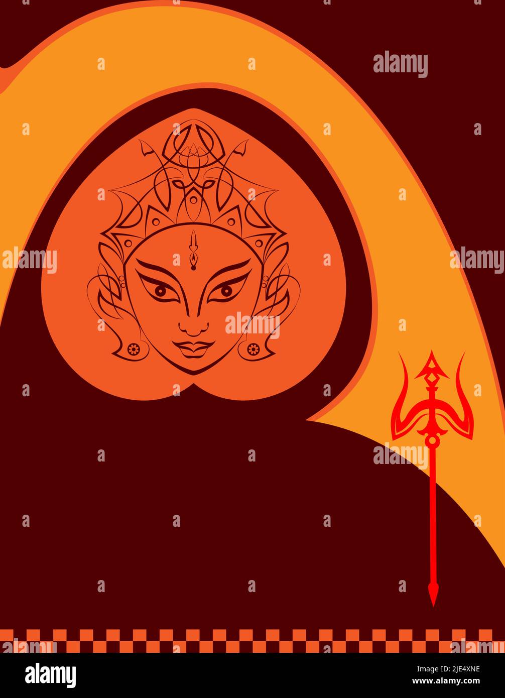 Durga Goddess Of Power, Divine Mother Of The Universe Design Vector Art Illustration Stock Vector