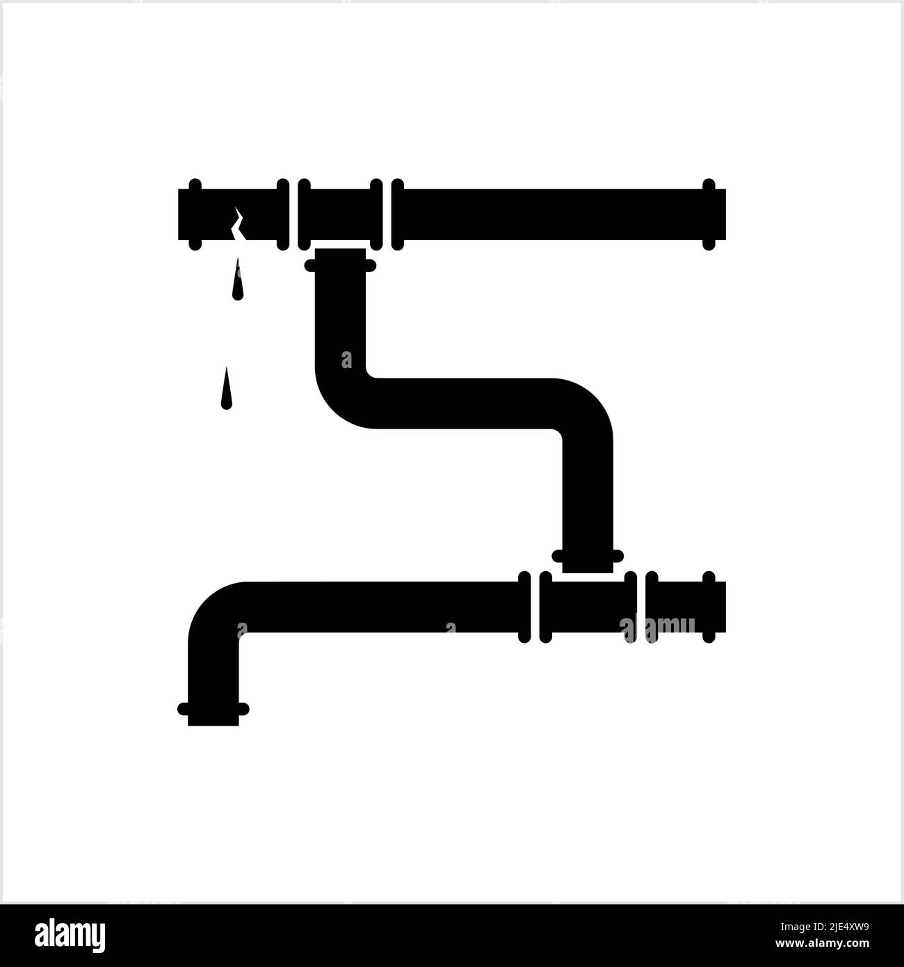 Broken Pipe Icon, Leakage In Pipe Vector Art Illustration Stock Vector ...