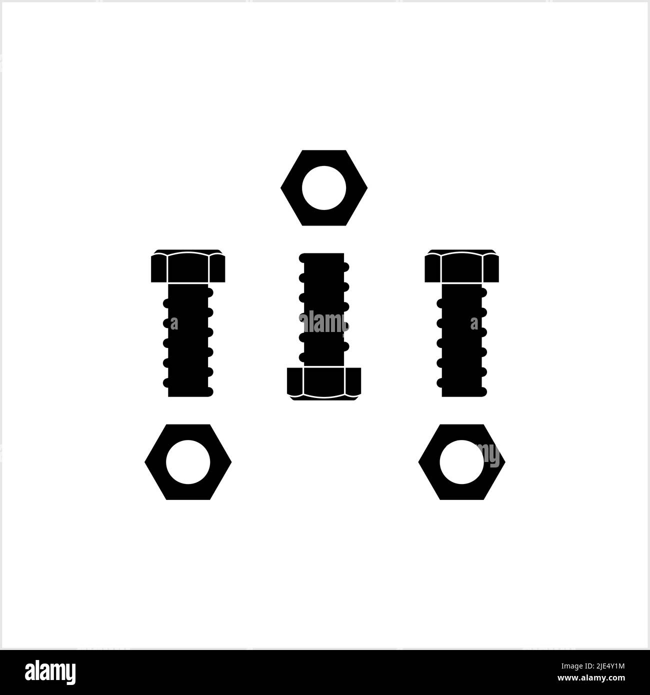 Nut And Bolt Icon, Hex Nut Vector Art Illustration Stock Vector Image