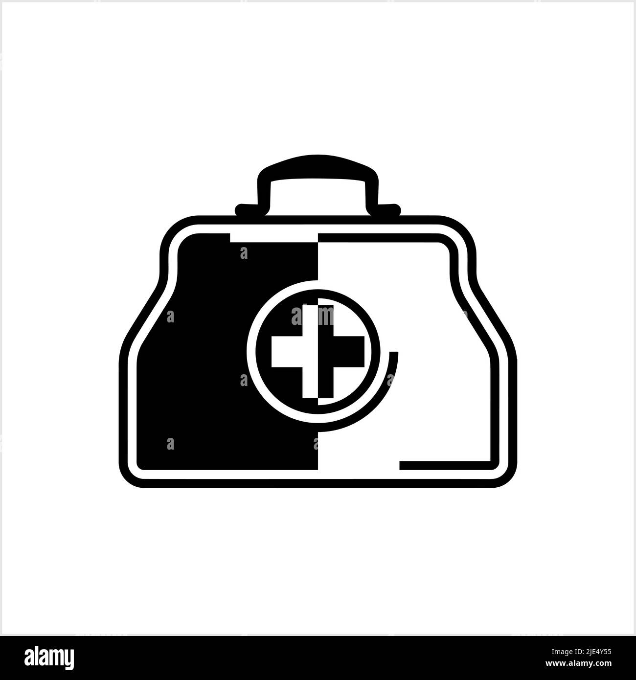 Doctor Bag Icon, First Aid Box Icon Vector Art Illustration Stock ...