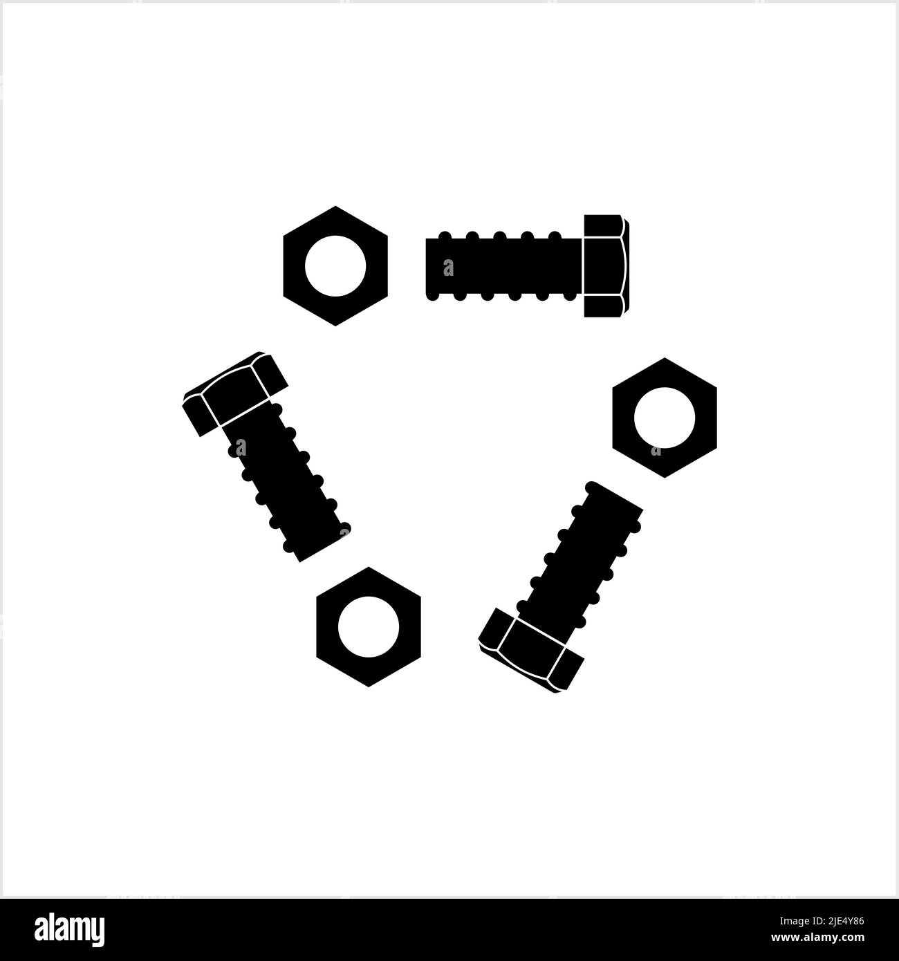 Nut And Bolt Icon, Hex Nut Vector Art Illustration Stock Vector Image