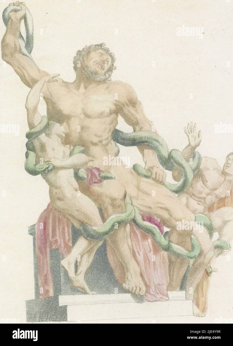 Laocoön and his sons are attacked by two snakes, Laocoön Group, print maker: anonymous, Johan Teyler, Netherlands, 1688 - 1698, paper, engraving, h 300 mm × w 238 mm Stock Photo