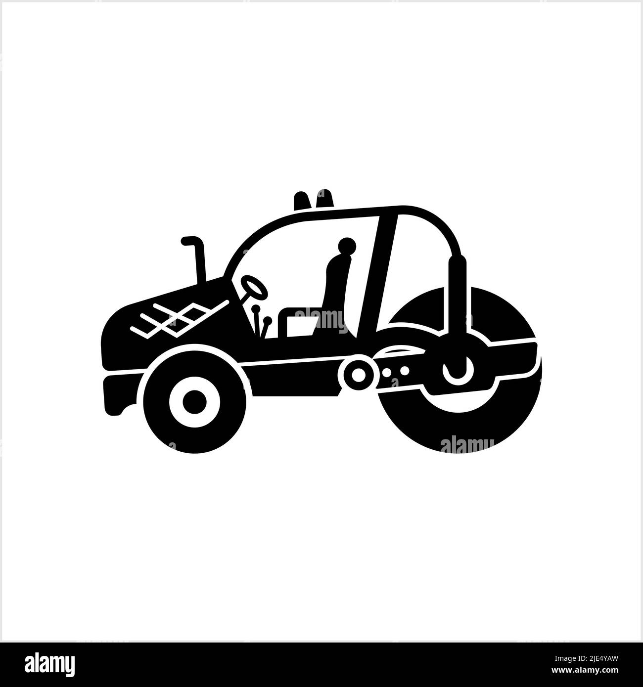 Road Roller Icon, Construction Vehicle Icon Vector Art Illustration ...