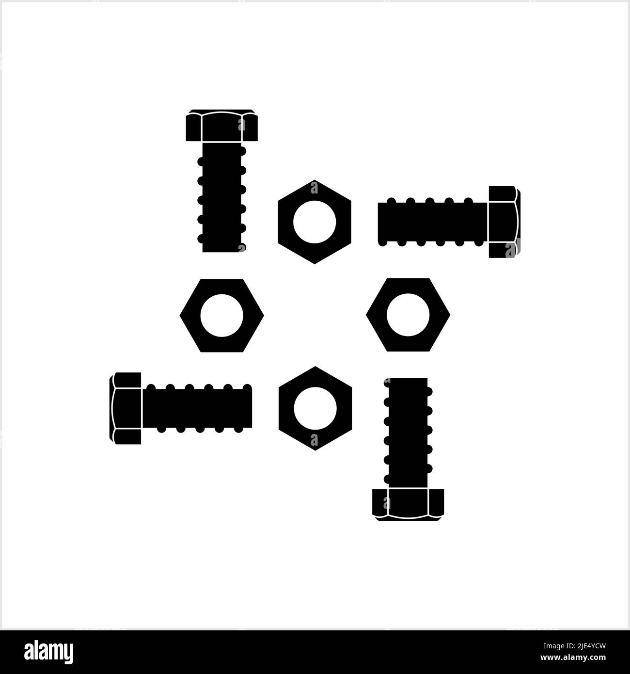 Nut And Bolt Icon, Hex Nut Vector Art Illustration Stock Vector Image
