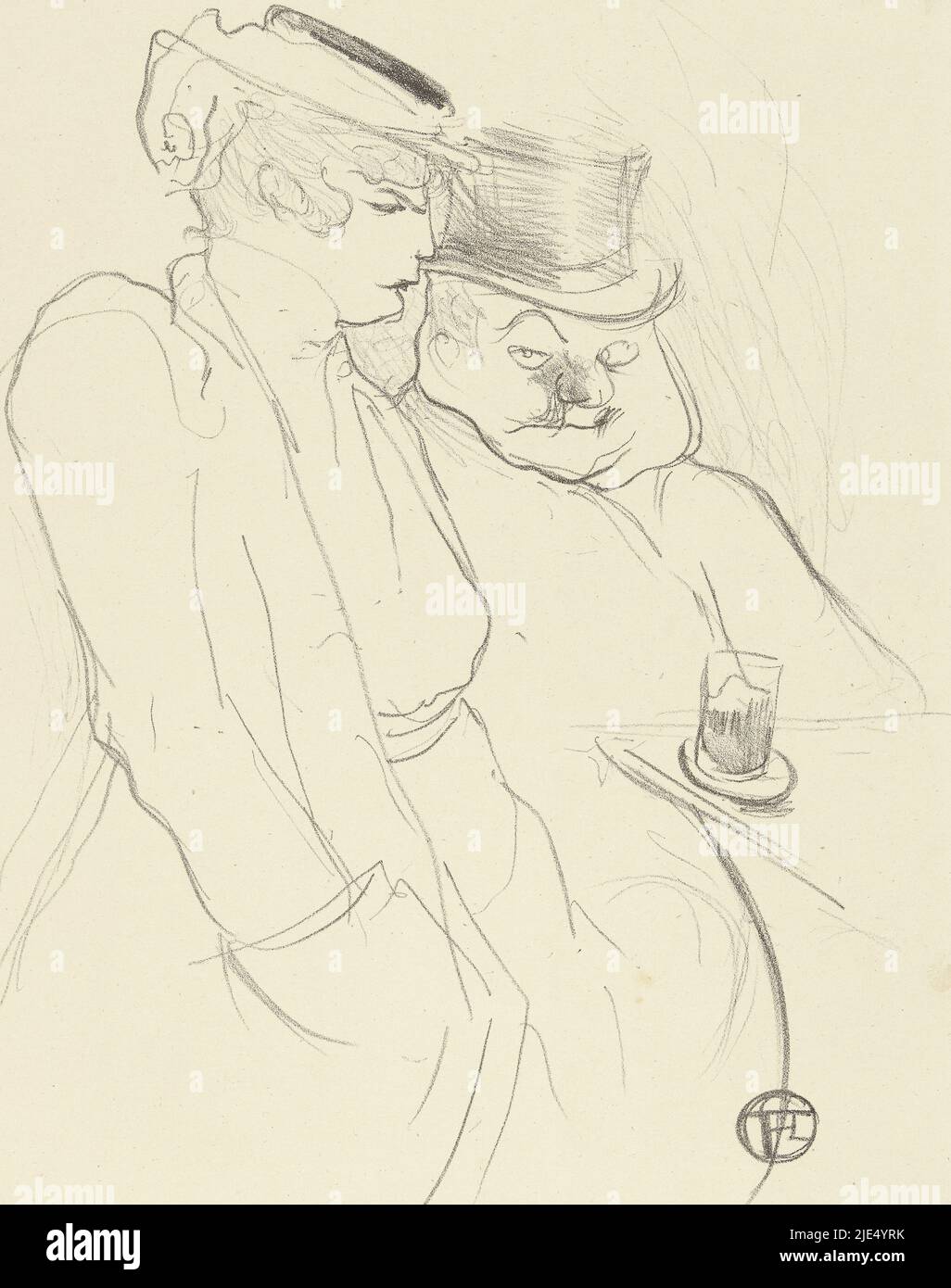 En quarante' (In their Forties) In their Forties En quarante, print maker: Henri de Toulouse-Lautrec, (mentioned on object), printer: Edward Ancourt, 26-Nov-1893 and/or 1893, paper, h 285 mm × w 235 mm Stock Photo