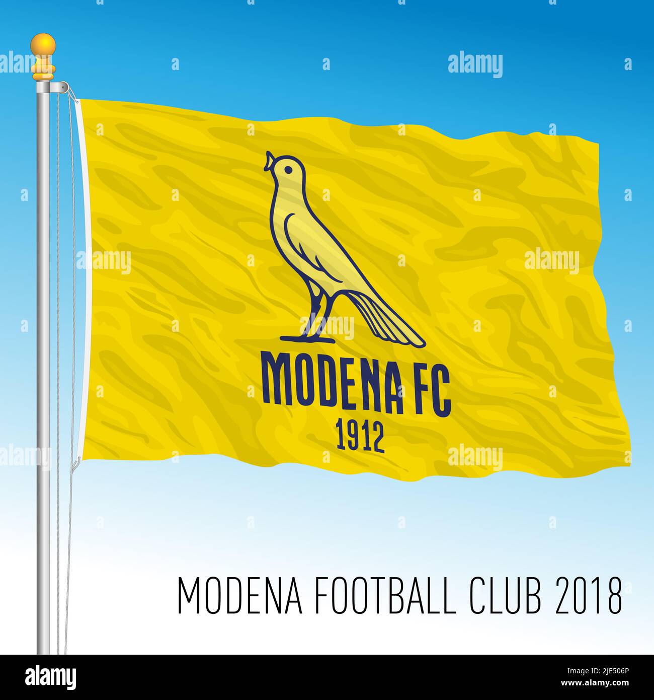 Modena, Italy, June 2022, Modena Football Club 2018 yellow flag